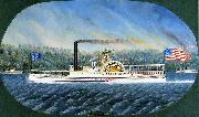 James Bard Confidence, Hudson River steamboat built 1849, later transferred to California oil painting artist